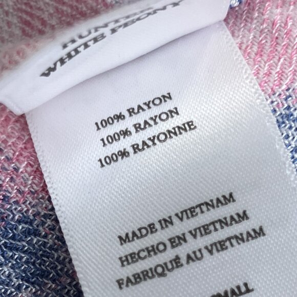 Rails XS Revolve White Peony Rayon Hunter Plaid Pocket Shirt Button Top $148 - Picture 10 of 10